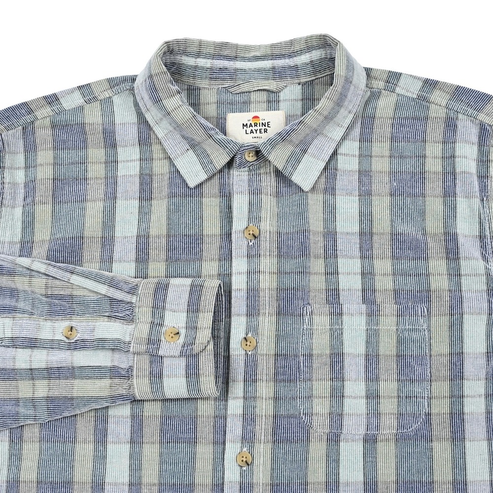 Marine Layer Lightweight Plaid Corduroy Shirt Men's Small Preppy‎ Style 15701